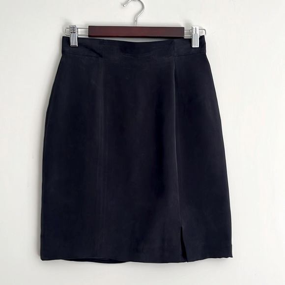 Vintage Navy Silk Mini Skirt - Picture 1 of 3
